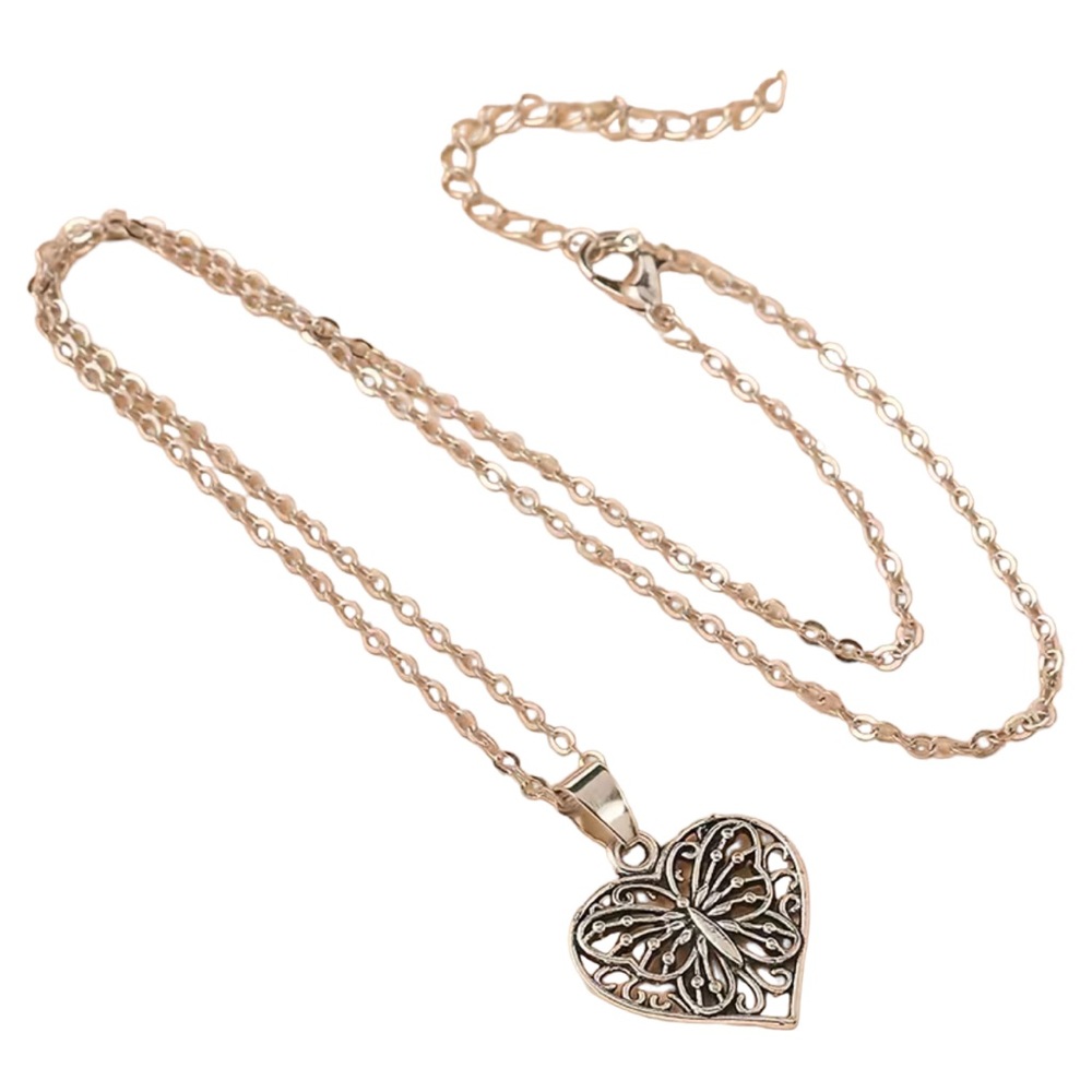 Silver Cut Metal Butterfly Pendant Necklace